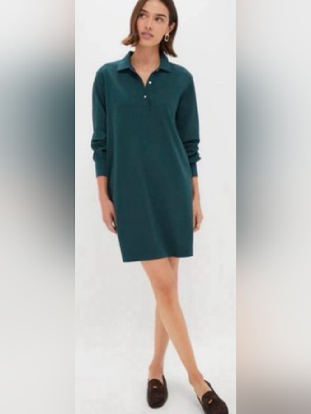 Tuckernuck June Bug Long-Sleeve Polo Shirt Dress Green XS New